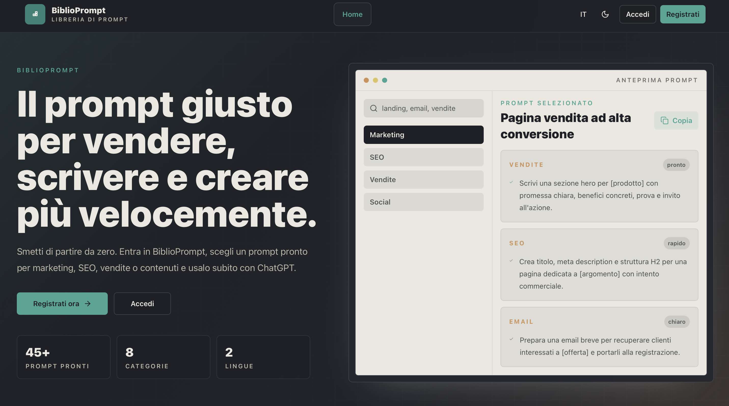 Anteprima progetto BiblioPrompt